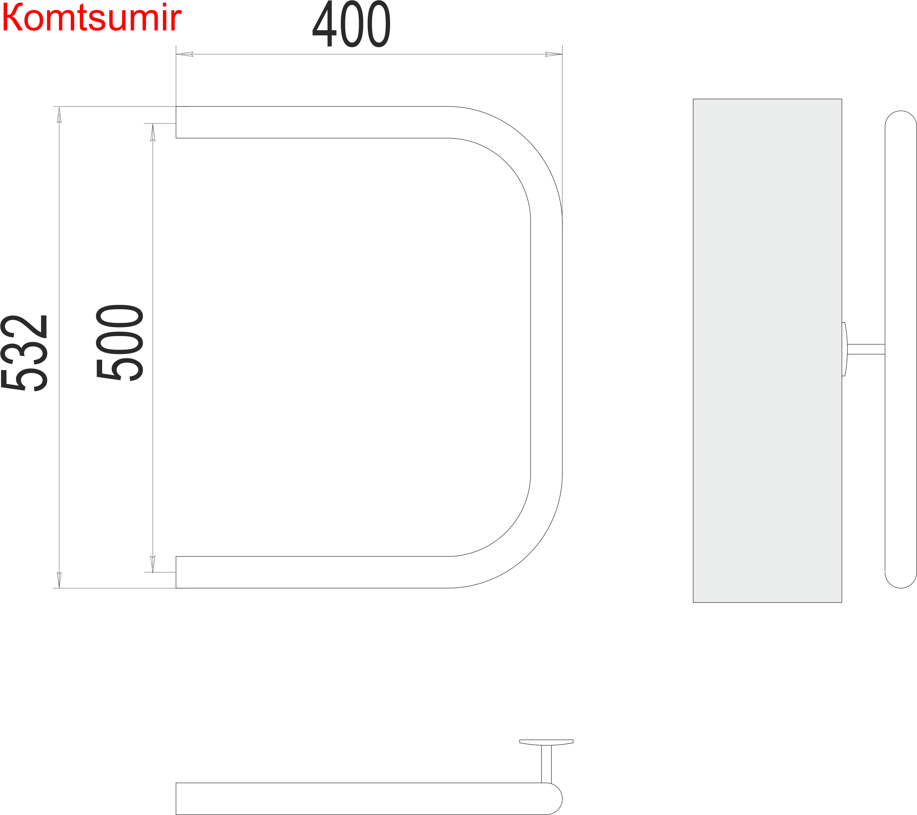 П-обр AISI 32х2 500х400 Полотенцесушитель  TERMINUS