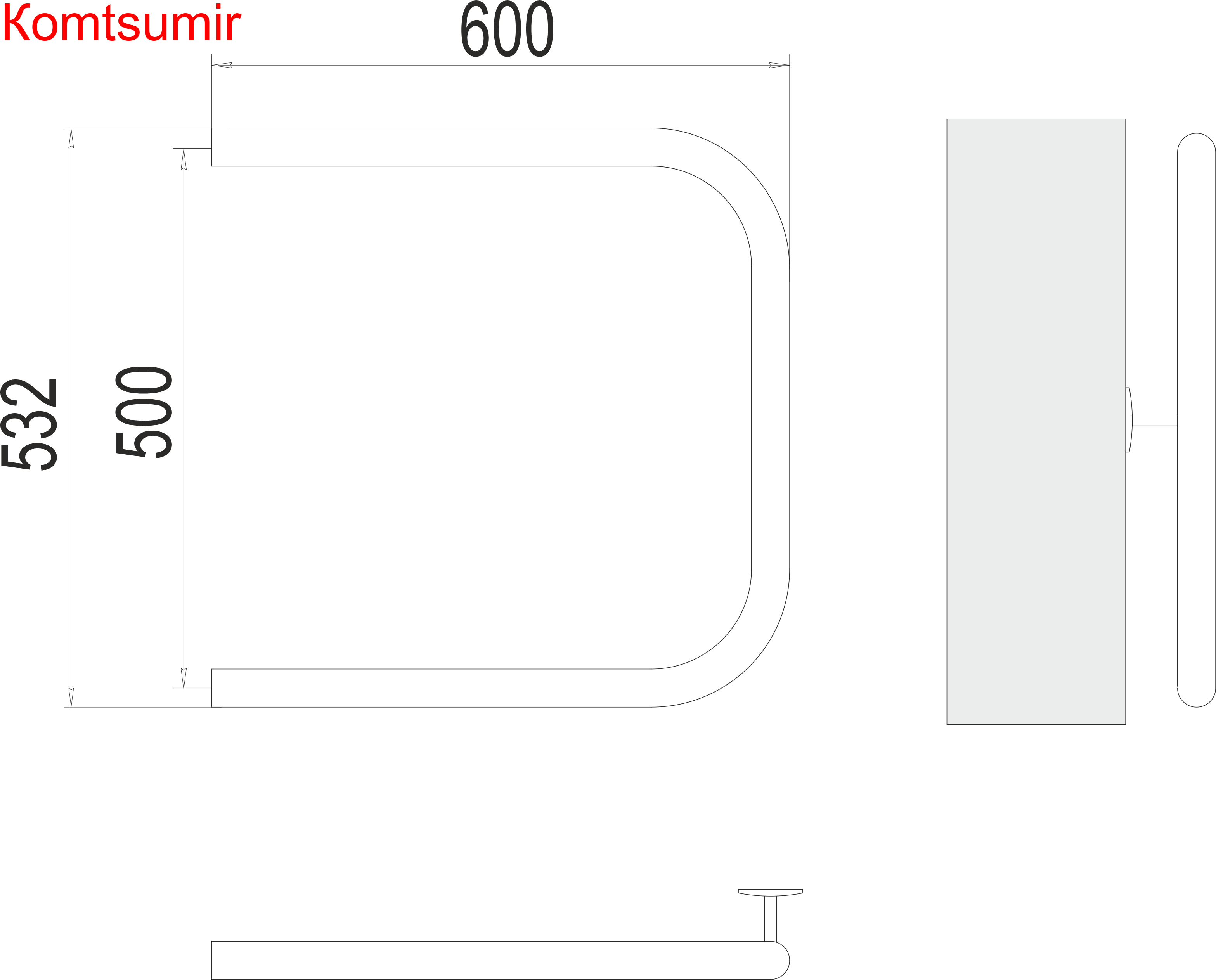 П-обр AISI 32х2 500х600 Полотенцесушитель  TERMINUS