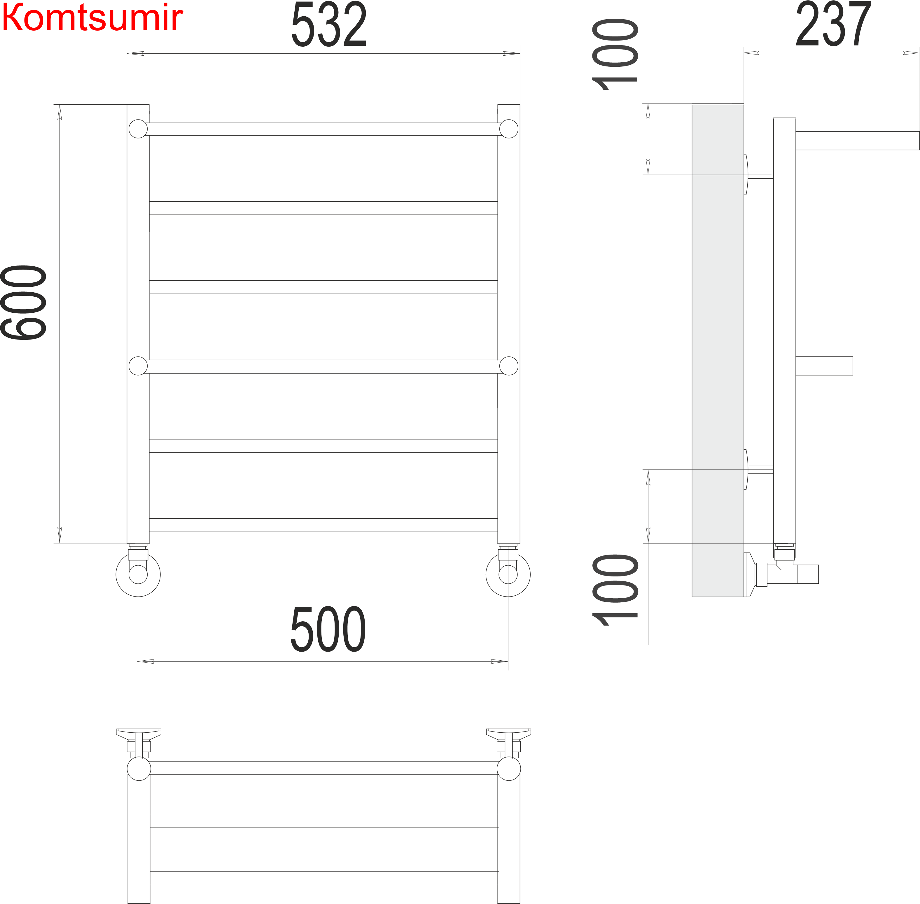 Анкона П6 500х600 Полотенцесушитель  TERMINUS