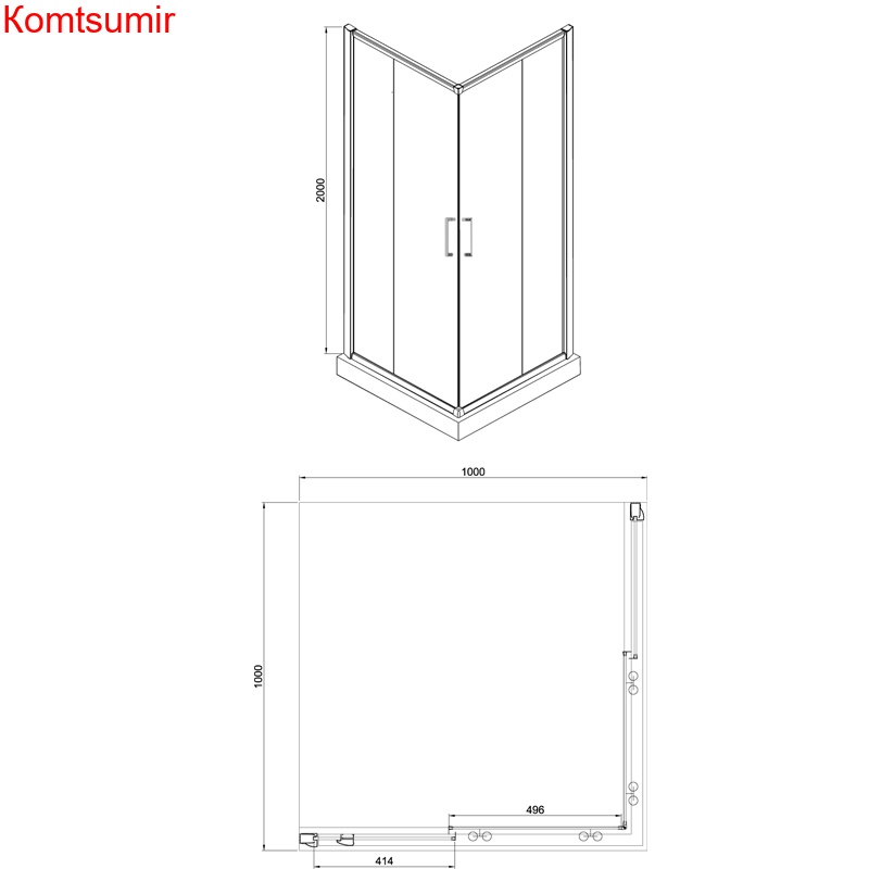 Душевое ограждение Azario GREENWOOD 1000*1000*1850, БЕЗ ПОДДОНА, 6 мм