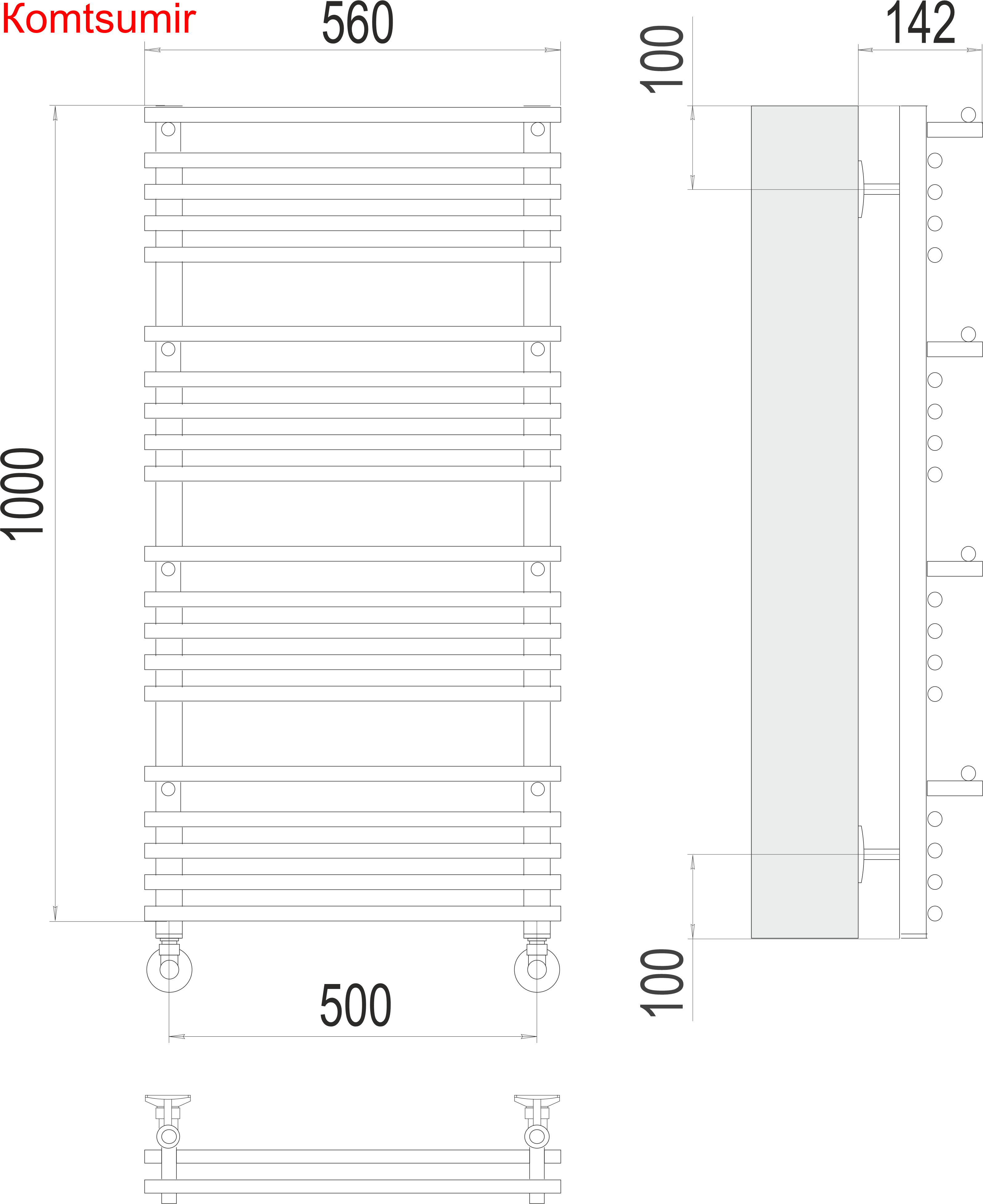 Вента люкс П20 500х1000 Полотенцесушитель  TERMINUS
