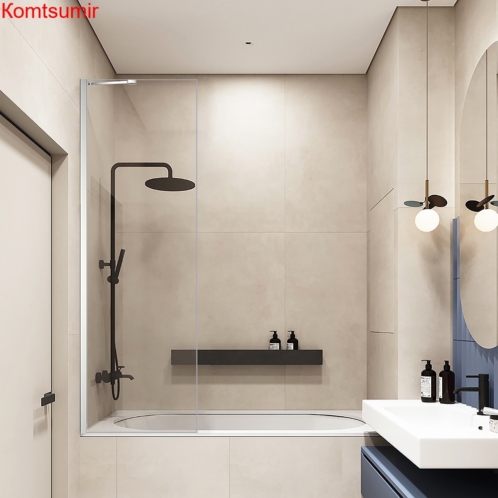 Шторка на ванну Veconi Palau PL-84B, 800x1500, черный, стекло прозрачное