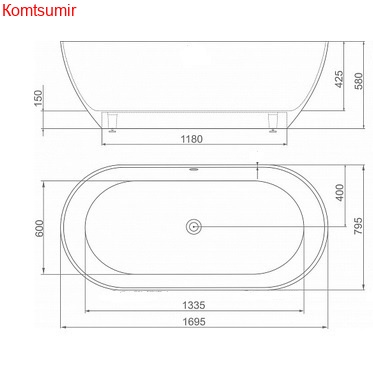 Veconi Ванна из литьевого мрамора Luciana 168 /780