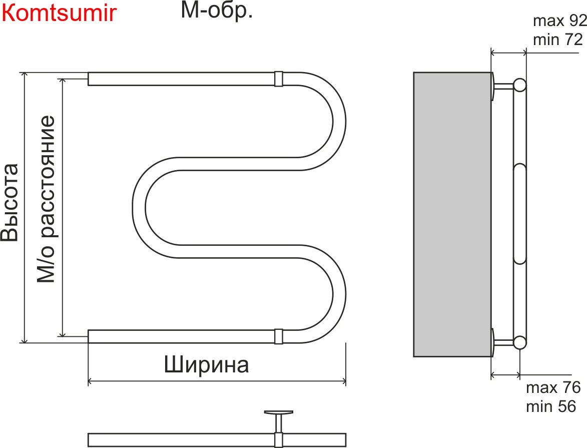 Эконом М-обр AISI 32х2 500х700 Полотенцесушитель  TERMINUS