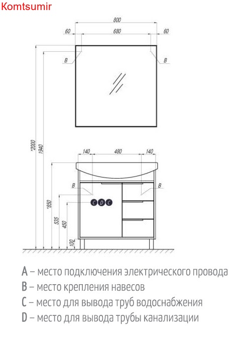 Зеркало AQUATON РИКО 80 (1A216502RI010)