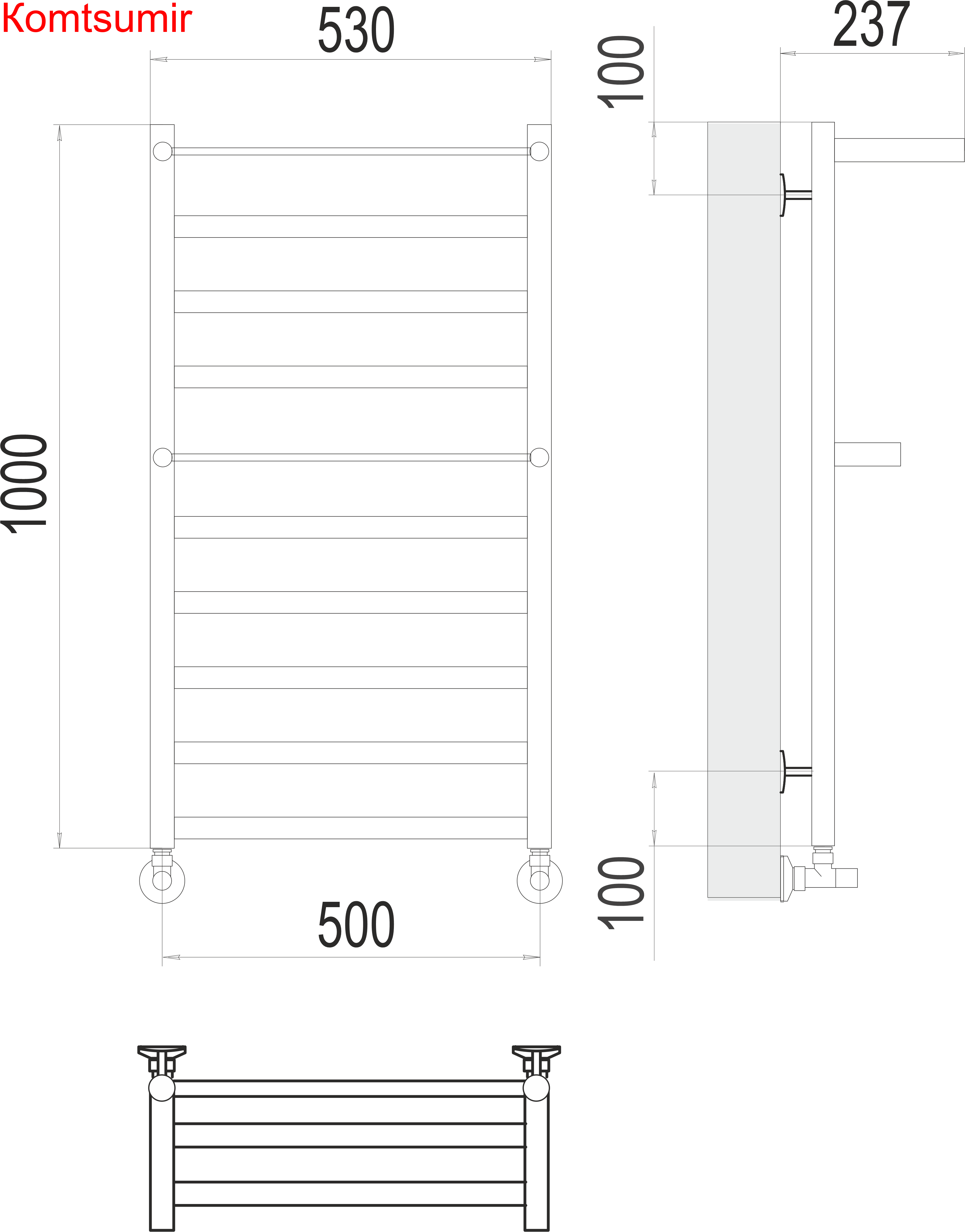 Хендрикс П10 500х1000 Полотенцесушитель  TERMINUS