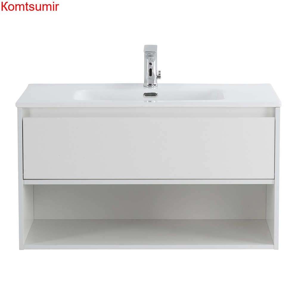 База под раковину подвесная с ящиком и открытой полкой BelBagno KRAFT-900-1C-SO-BO Bianco Opaco