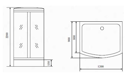 Timo Standart T-6615 Black душевая кабина (120*90*220), шт Timo Standart T-6615 Black душевая кабина (120*90*220), шт