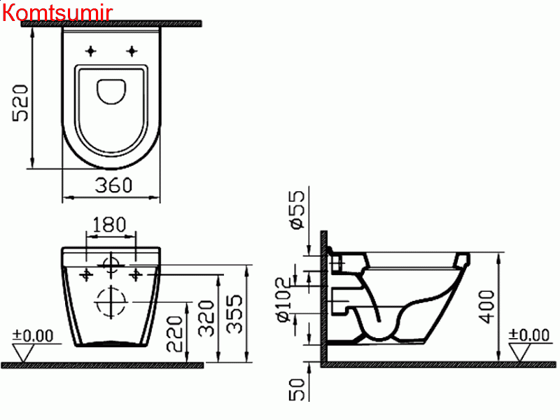 Унитаз подвесной VitrA S50 Rim-ex с сиденьем 7740B003-0075