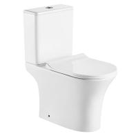 Унитаз-компакт AZARIO FRETTA ROUND 650x340x770 напольный, безободковый, в комплекте с бачком и сиденьем микролифт, сливная арматура Geberit (AZ-7121-G)