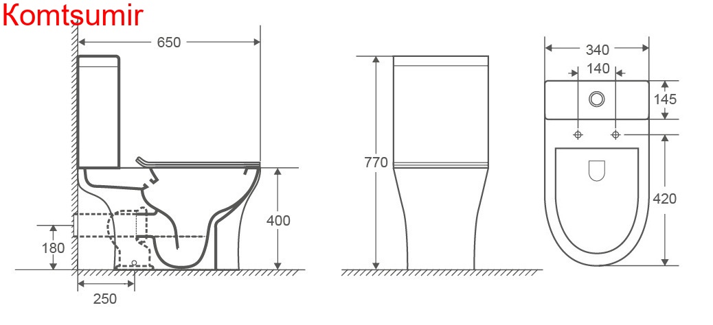 Унитаз напольный Azario FRETTA ROUND 650х340х770 безободковый с бачком и сиденьем микролифт (AZ-1217A)