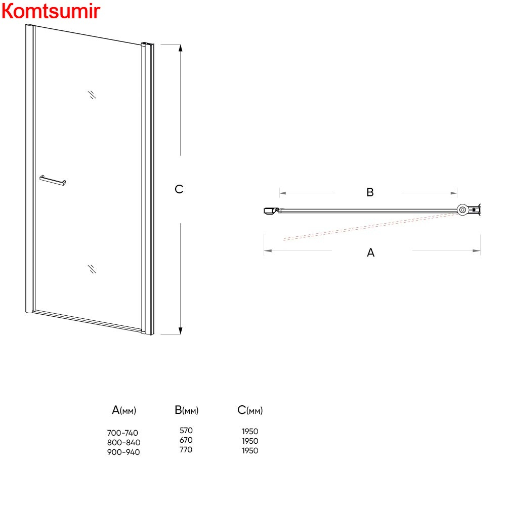 Душевая дверь Veconi VN-43 90*195