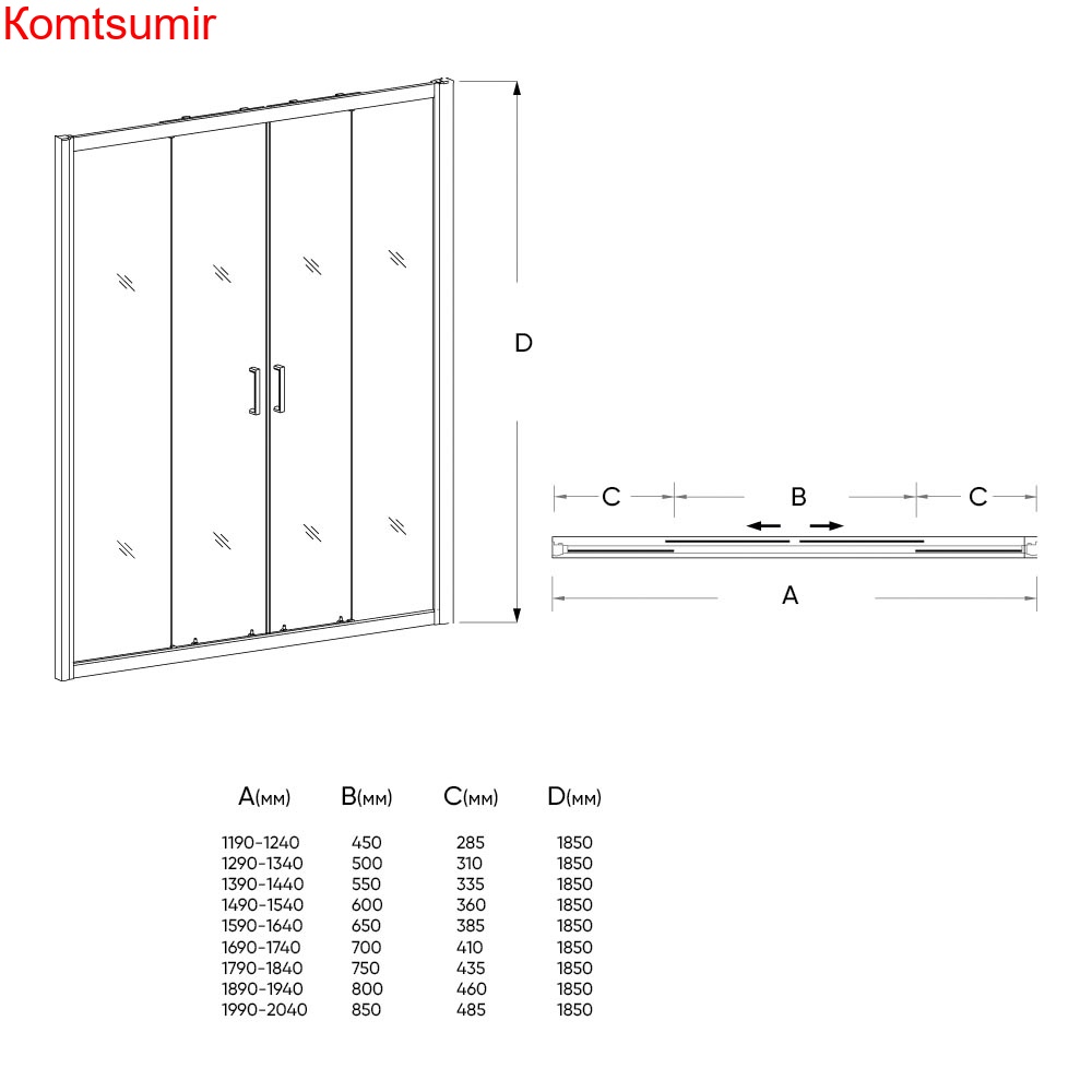 Душевая дверь Veconi VN-45 160*185