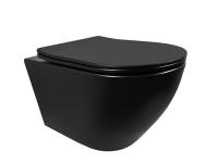 Унитаз подвесной безободковый HOLLER WALL MB (530*360*350мм, сиденье дюропласт, микролифт) черный матовый