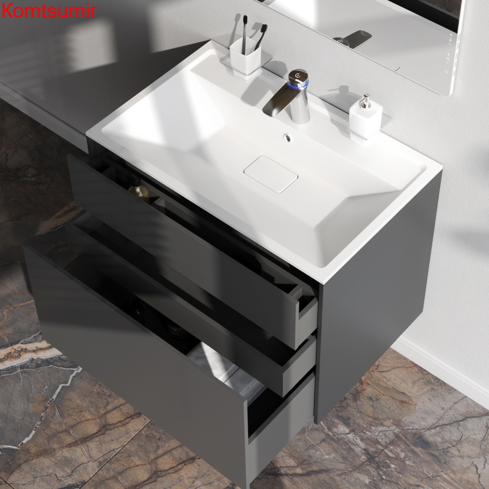 M50AFHX0803GM Inspire V2.0, База под раковину, подвесная, 80 см, 3 ящика, push-to-open, графит матов M50AFHX0803GM Inspire V2.0, База под раковину, подвесная, 80 см, 3 ящика, push-to-open, графит матов