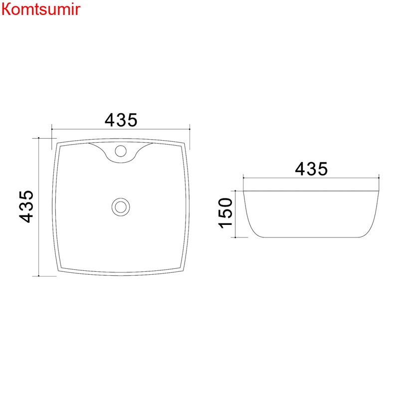 Раковина Azario 43.5х43.5х15, накладная, белая (AZ-4263)