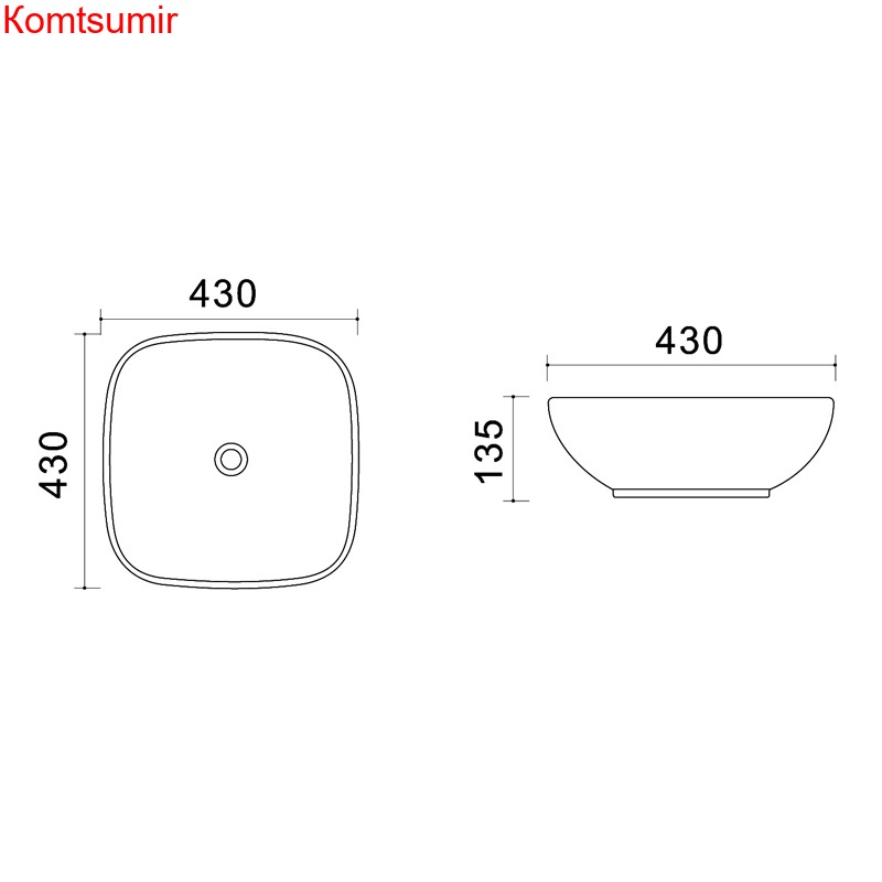 Раковина Azario 43х43х13,5 накладная , цвет белый глянец (AZ-41288)