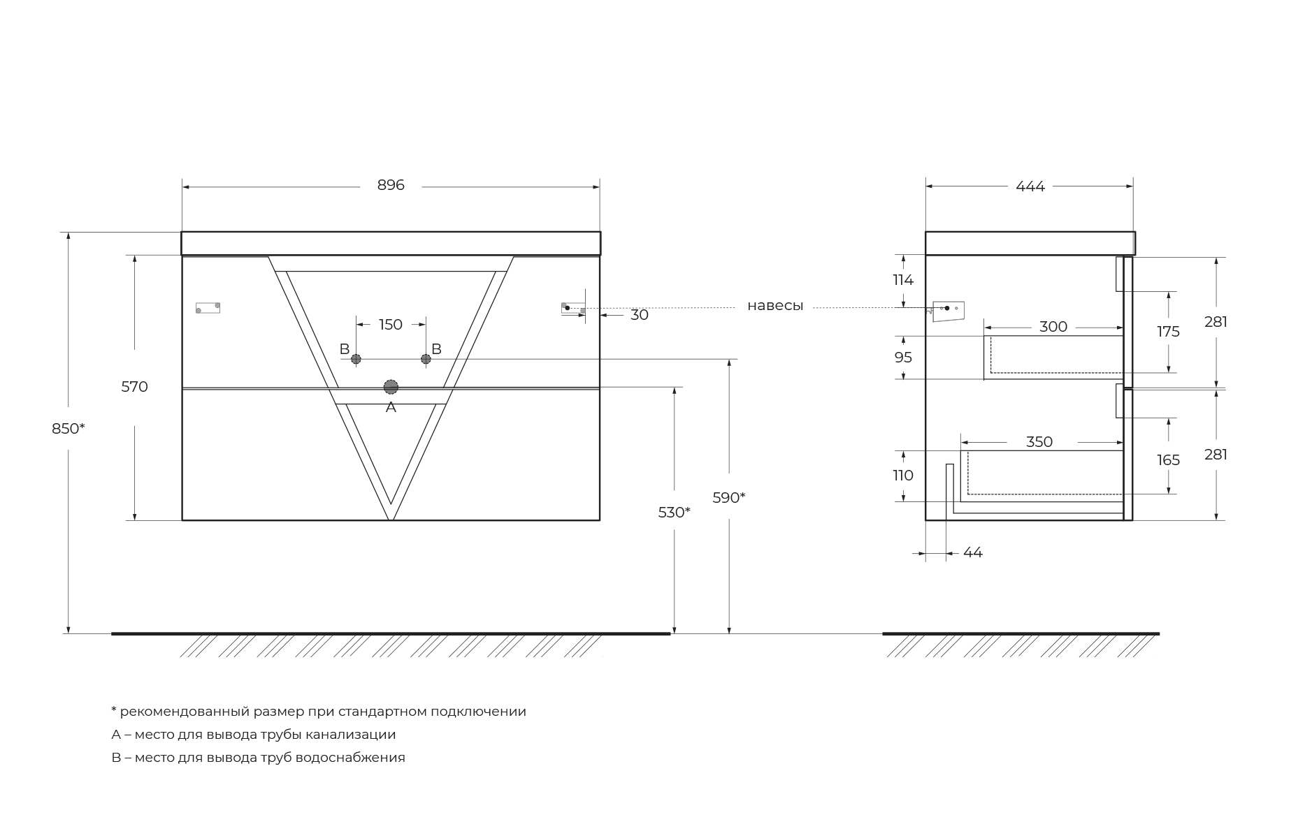 База под раковину подвесная BelBagno VITTORIA-900-2C-SO-GO-P Grigio Opaco База под раковину подвесная BelBagno VITTORIA-900-2C-SO-GO-P Grigio Opaco
