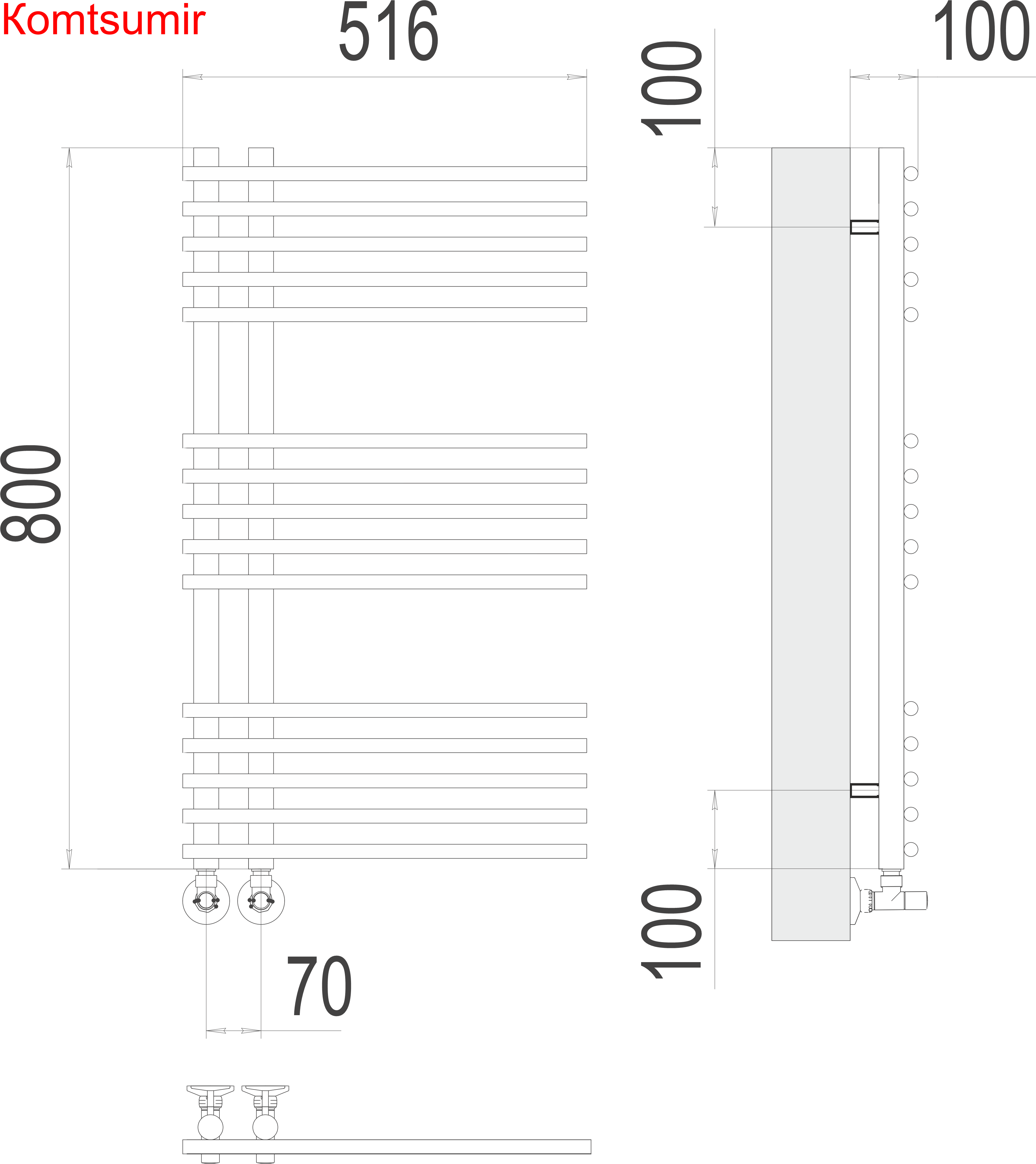 Астра П15 70х800 Полотенцесушитель  TERMINUS