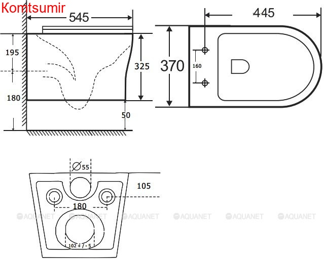 Унитаз подвесной Aquanet Rimless Roll-W CL-12249D