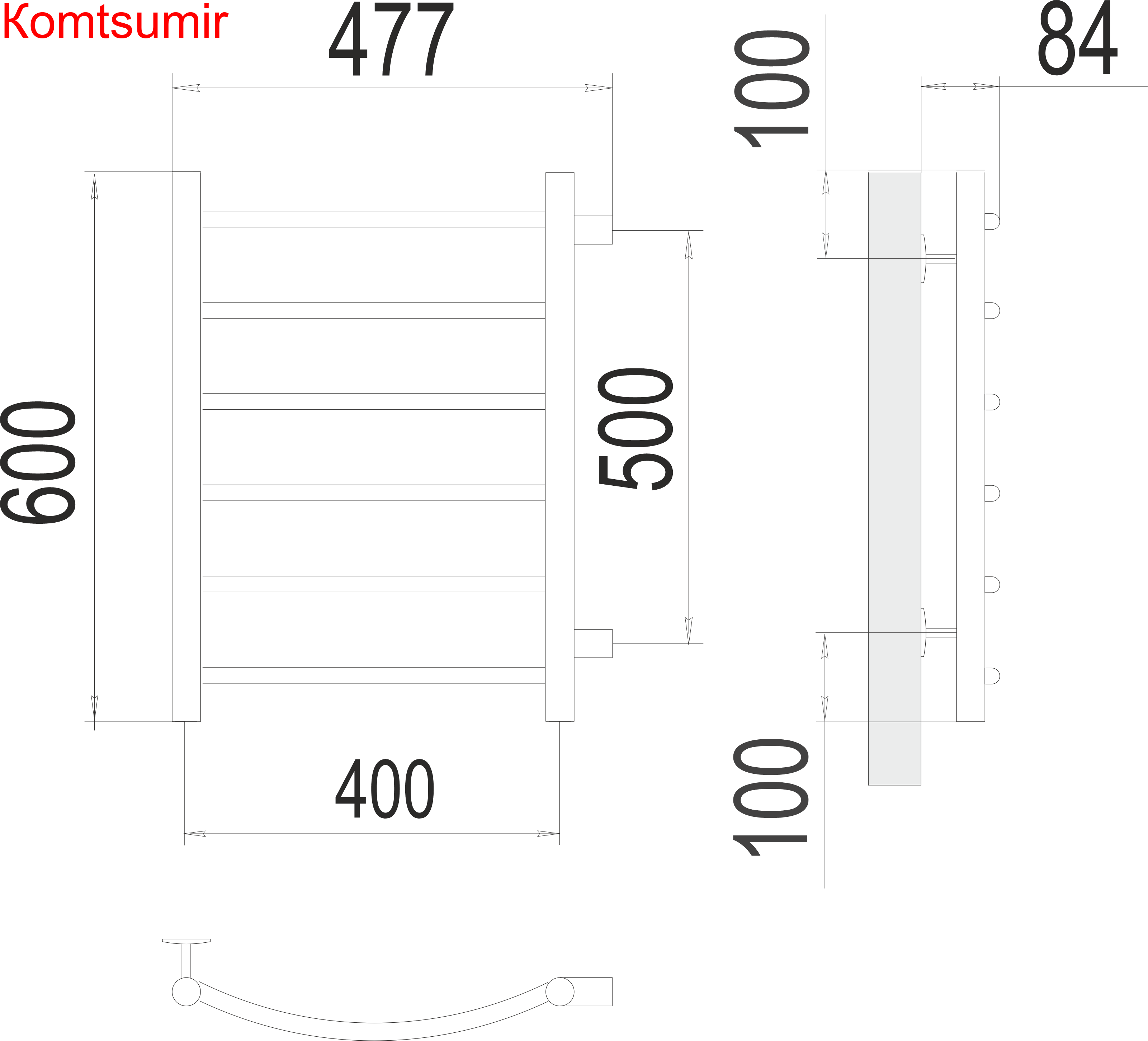 Классик П6 400х600 бп500 Полотенцесушитель  TERMINUS Классик П6 400х600 бп500 Полотенцесушитель  TERMINUS