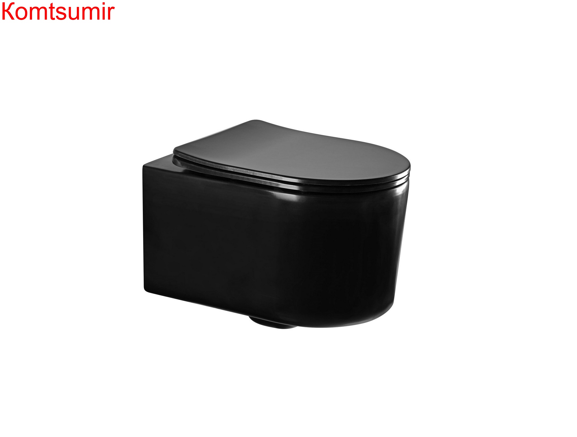 Унитаз-компакт подвесной безободковый AQUATEK МИЯ AQ2004-MB 490*370*340 мм, черный матовый, горизонтальный выпуск, тонкое сиденье с механизмом плавного закрывания, крепеж