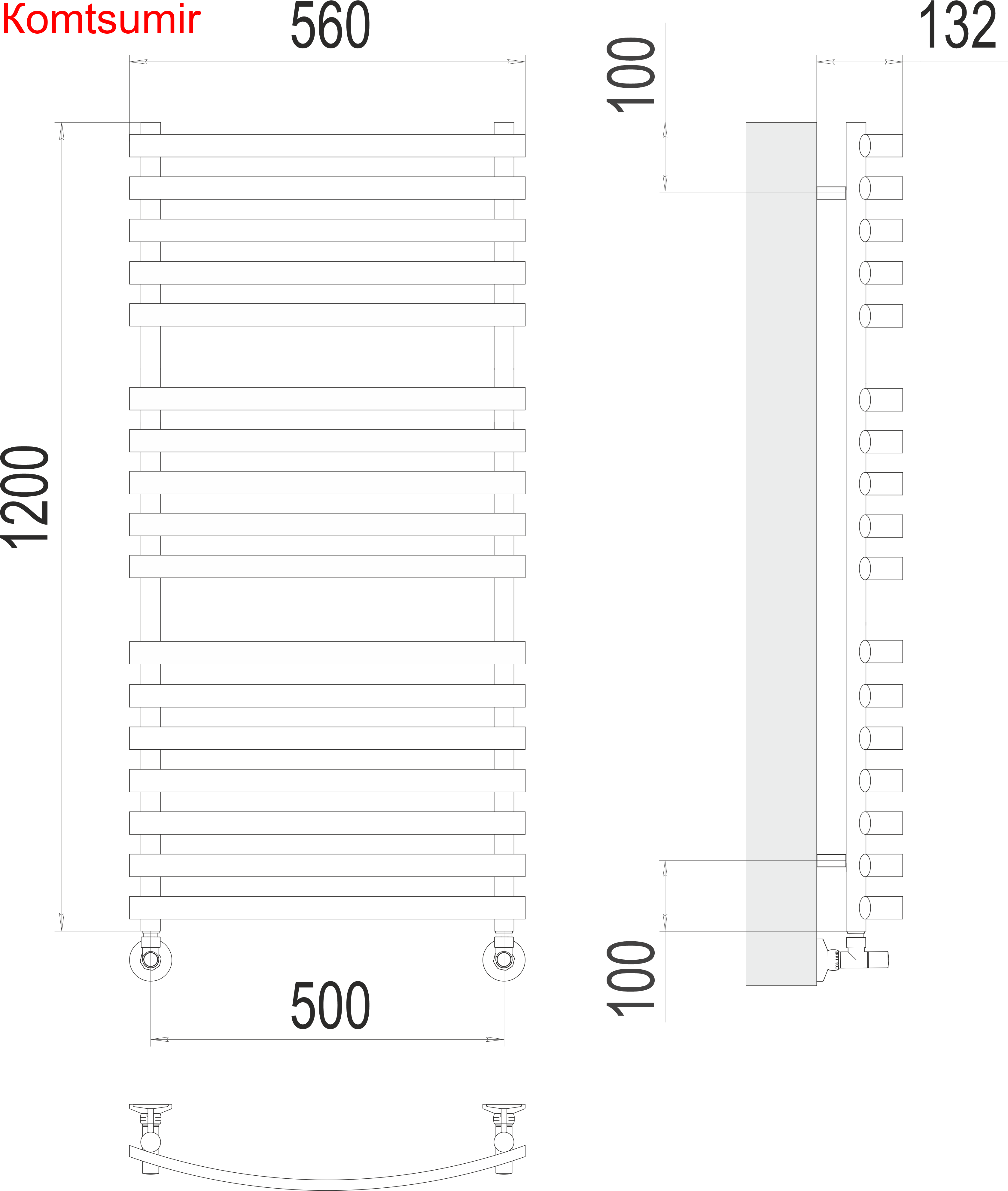 Капри П17 500х1200 Полотенцесушитель  TERMINUS