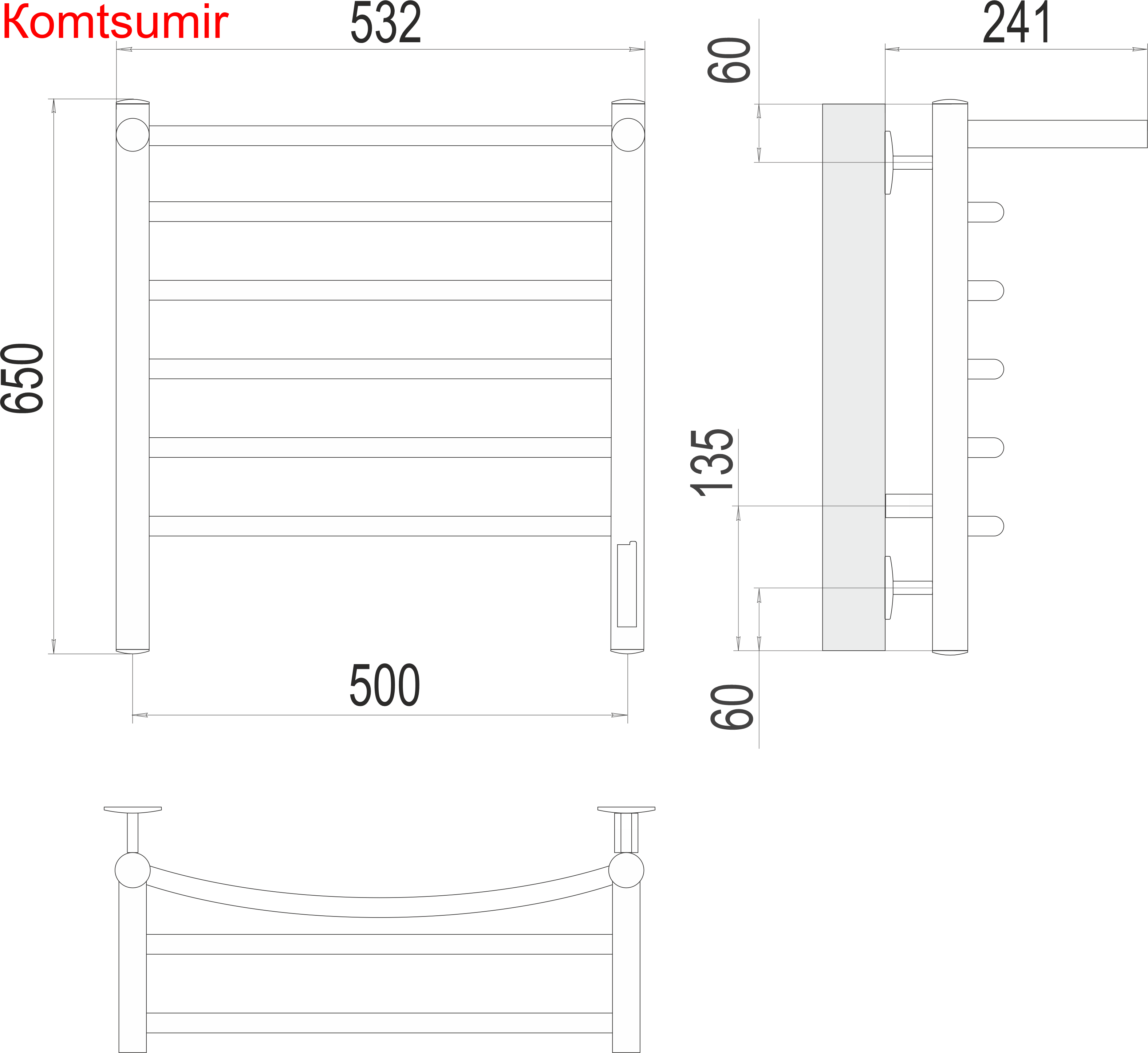 Классик с/п П6 500х650 Электро (quick touch)  Полотенцесушитель TERMINUS