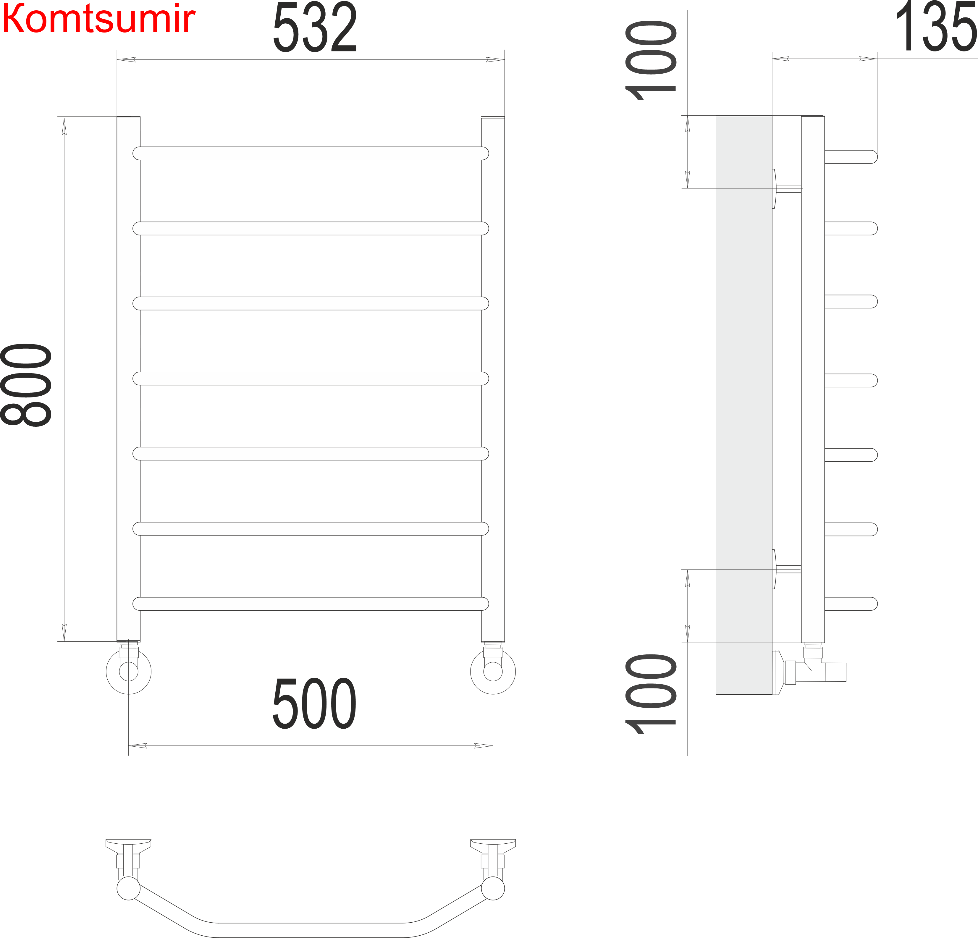 Виктория П8 500х800 Полотенцесушитель  TERMINUS
