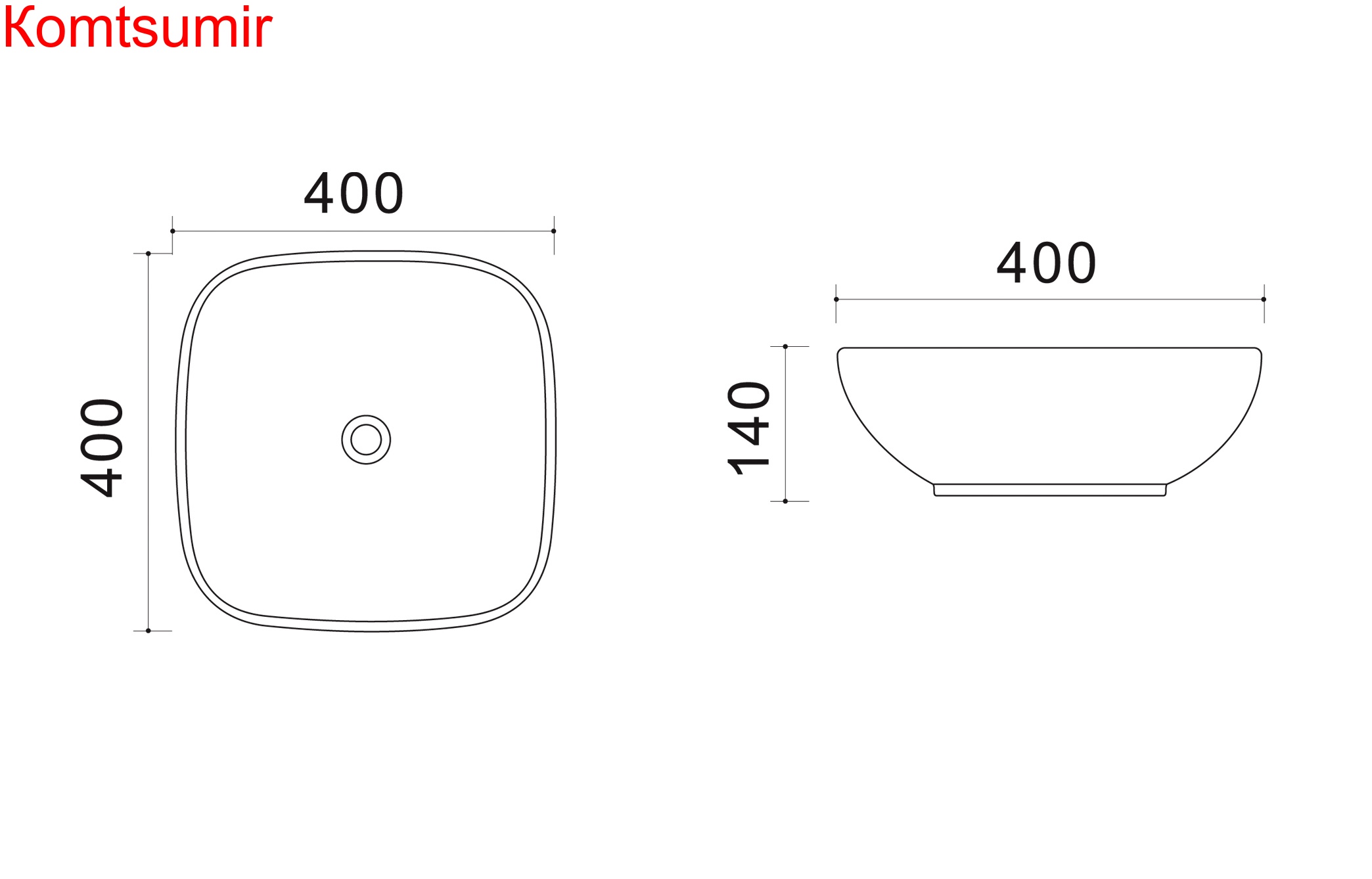 Раковина Azario 40х40х14 накладная, белая (AZ41016)