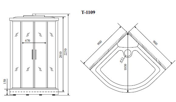 Timo Standart Т-5509 Г/М душевая кабина (90*90*220), шт Timo Standart Т-5509 Г/М душевая кабина (90*90*220), шт