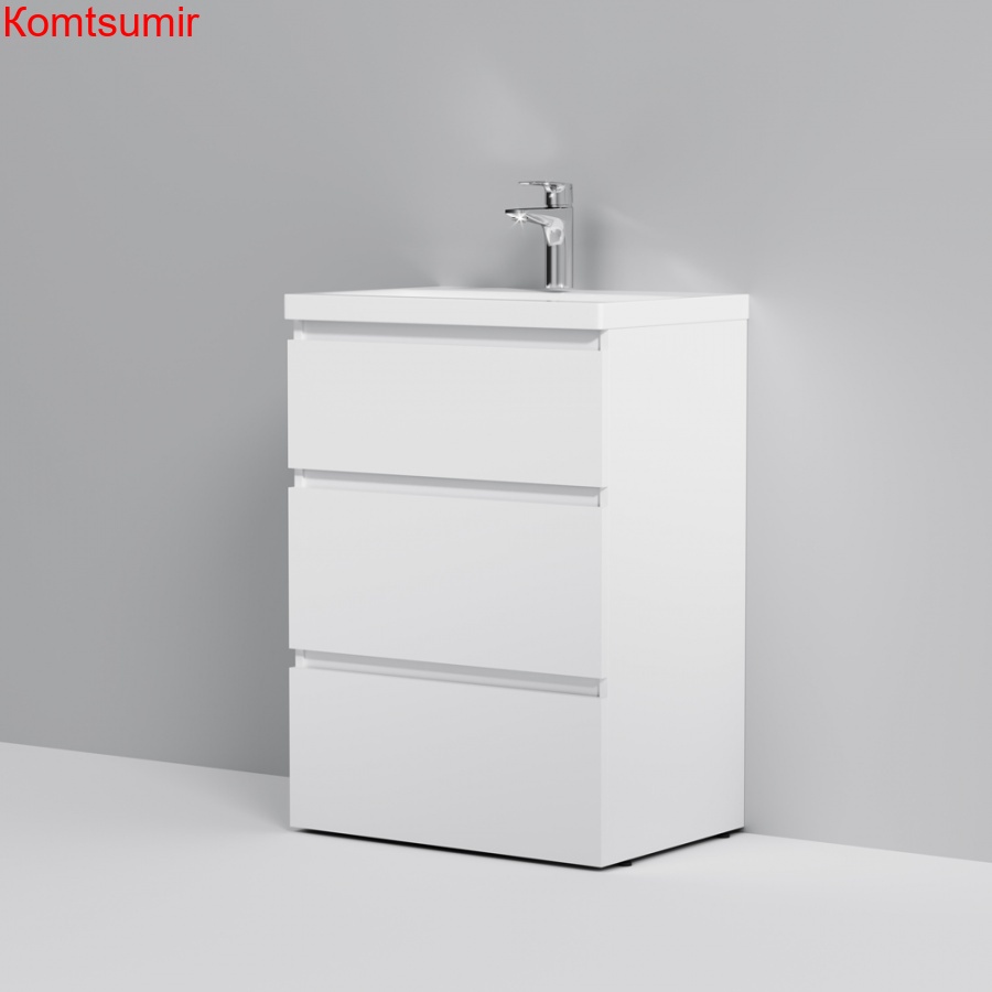 M91FSX0602WG GEM S, База под раковину, напольная, 60 см, 3 ящика, белый глянец