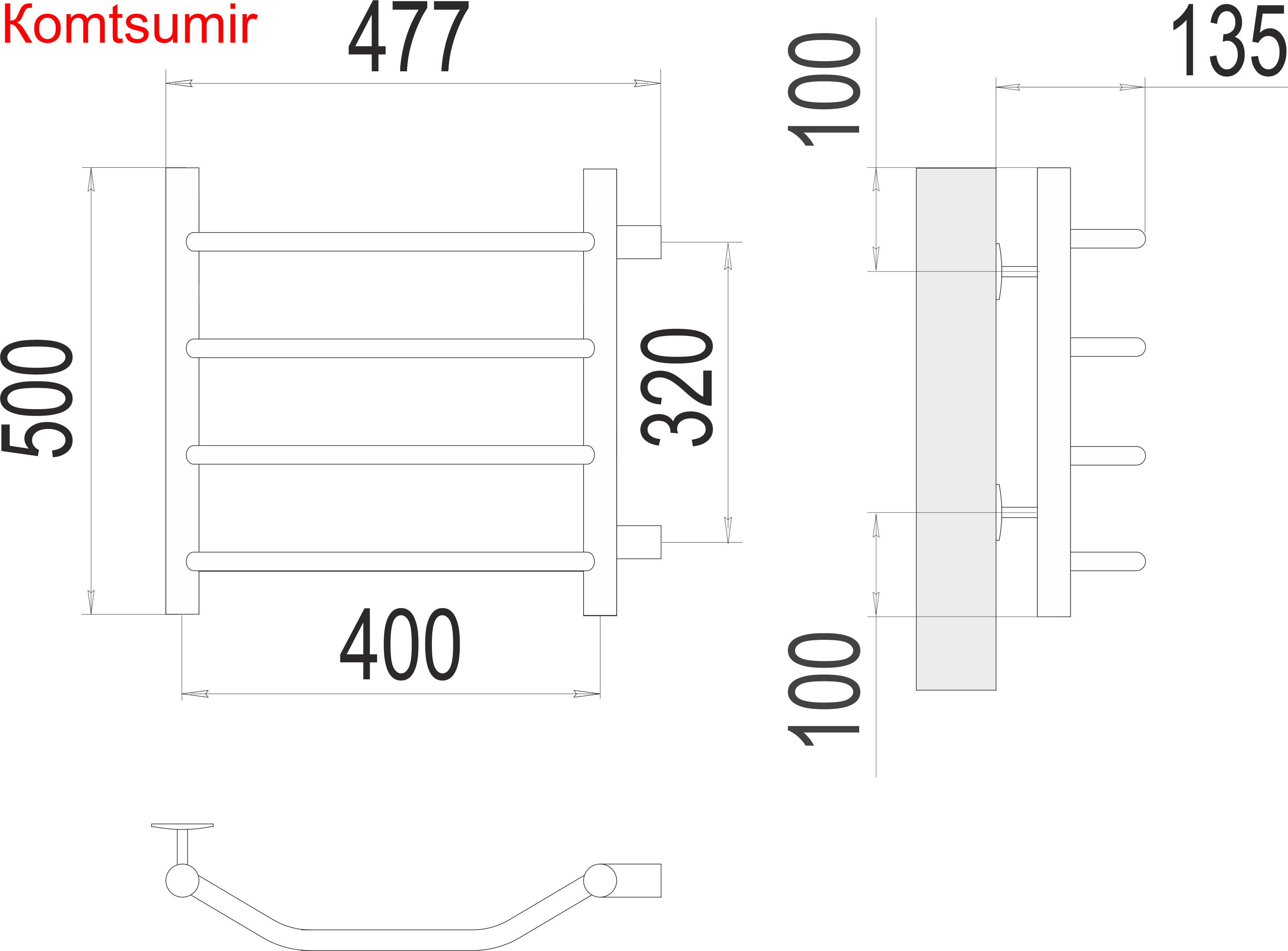 Виктория П4 400х500 бп320 Полотенцесушитель  TERMINUS Виктория П4 400х500 бп320 Полотенцесушитель  TERMINUS