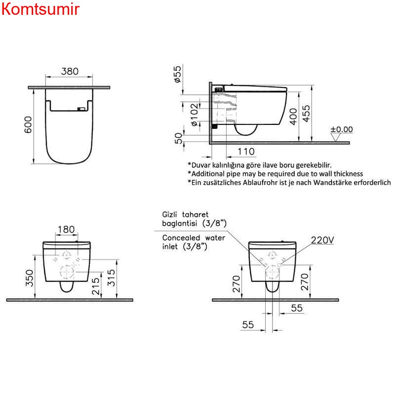 Унитаз подвесной VitrA V-Care 5674B003-6103 Basic