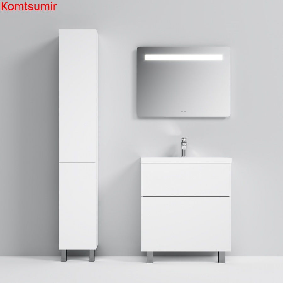 M90CSL0306WG GEM, шкаф-колонна, напольный, левый, 30 см, двери, push-to-open, цвет: белый, глянец