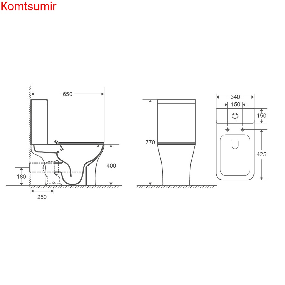 Унитаз напольный Azario FRETTA SQUARE 650х340х770 безободковый с бачком и сиденьем микролифт (AZ-1215 + AZ-1216)
