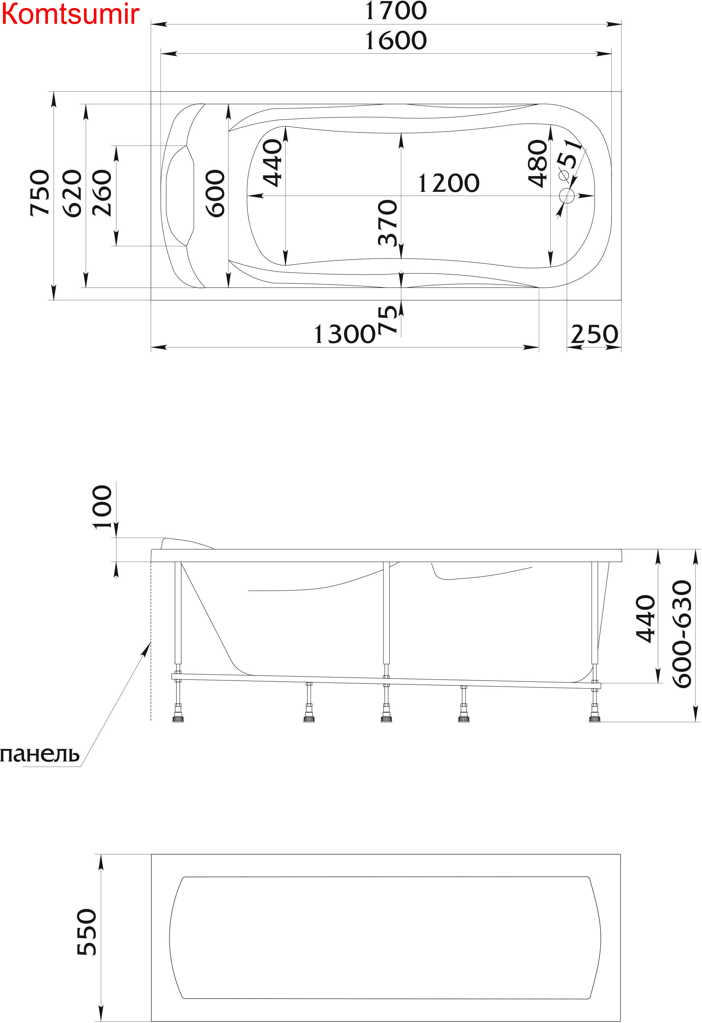 Акриловая ванна 1Marka Dipsa 170x75 Акриловая ванна 1Marka Dipsa 170x75