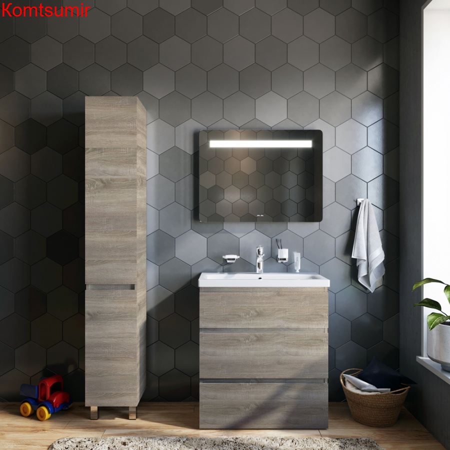 M91FSX0752OF GEM S, База под раковину, напольная, 75 см, 3 ящика, светлый дуб