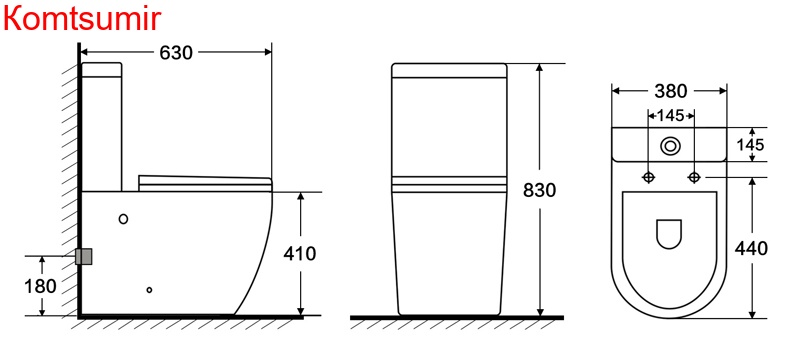 Унитаз напольный Azario CORSA 630x380x830 безободковый с бачком и сиденьем микролифт (AZ-2062S)