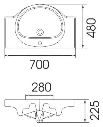 Мебельная раковина Cersanit Erica 70