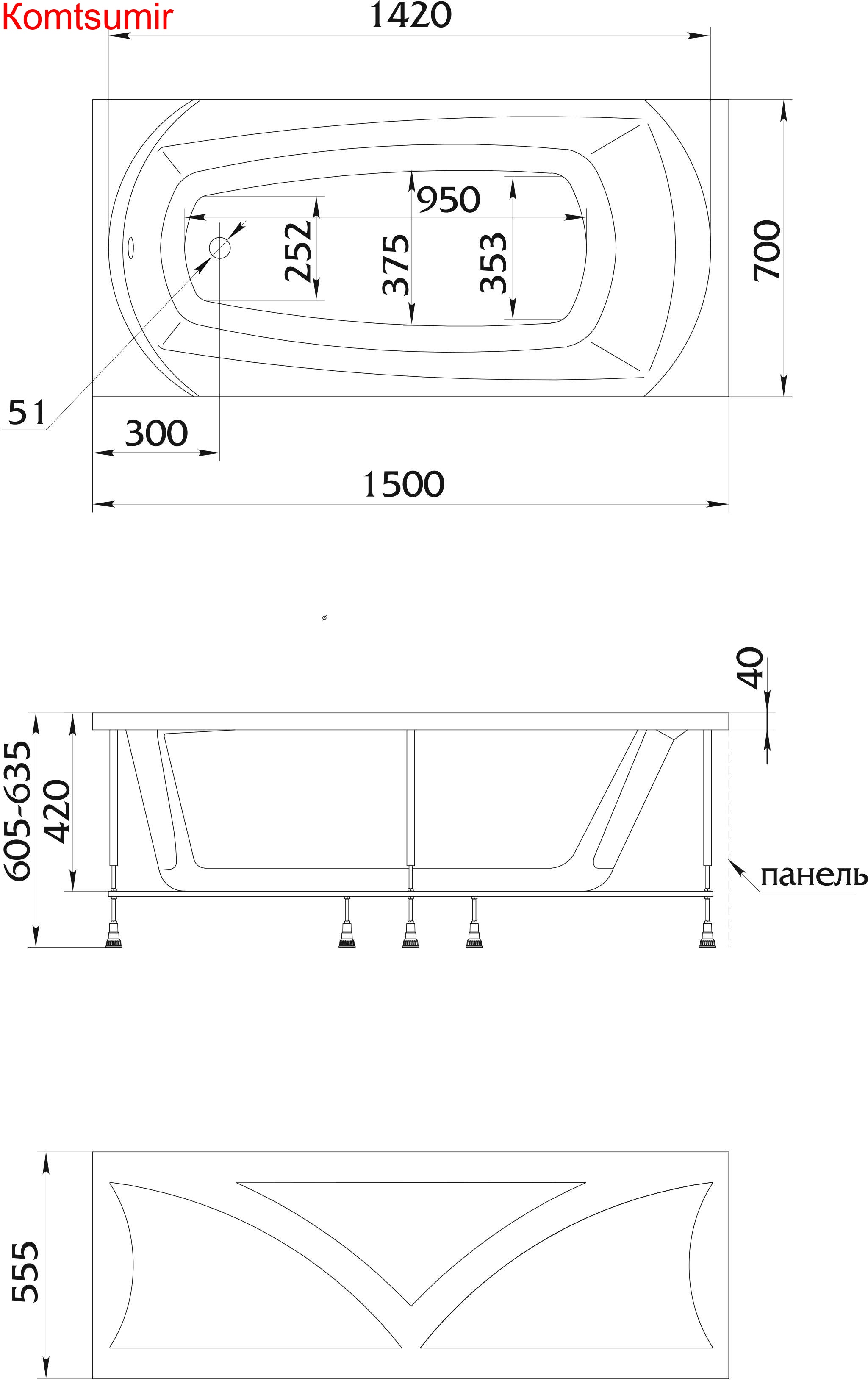 Акриловая ванна 1Marka Ванна ELEGANCE 150x70 Акриловая ванна 1Marka Ванна ELEGANCE 150x70