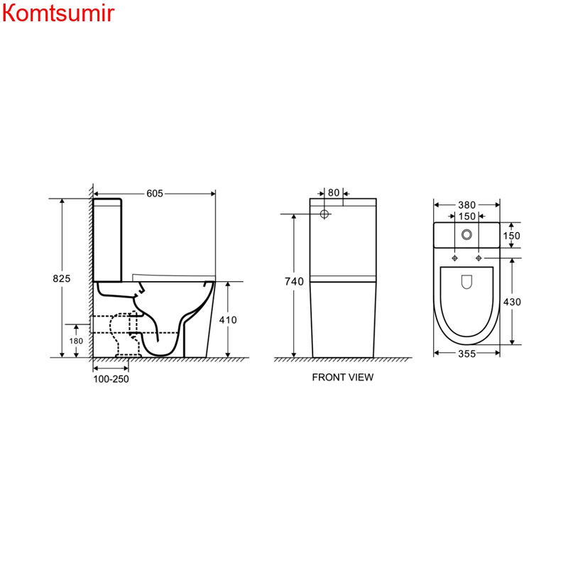 Унитаз напольный Azario Vetro 605х380х825 безободковый с бачком и сиденьем микролифт, черный матовый (Z-2149-MB)