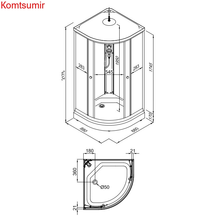 Душевая кабина Triton Топ 88*88 А Душевая кабина Triton Топ 88*88 А