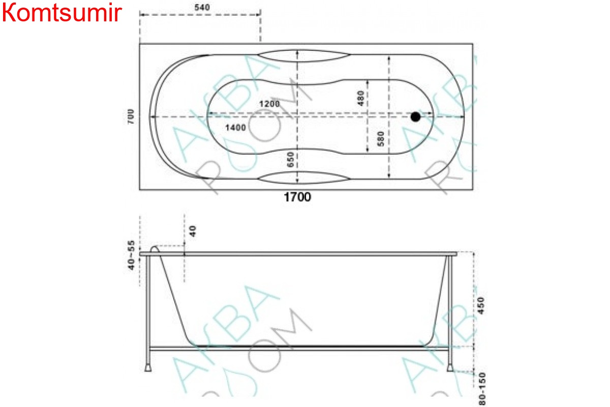 Акриловая ванна BAS стандарт Рио 170*70