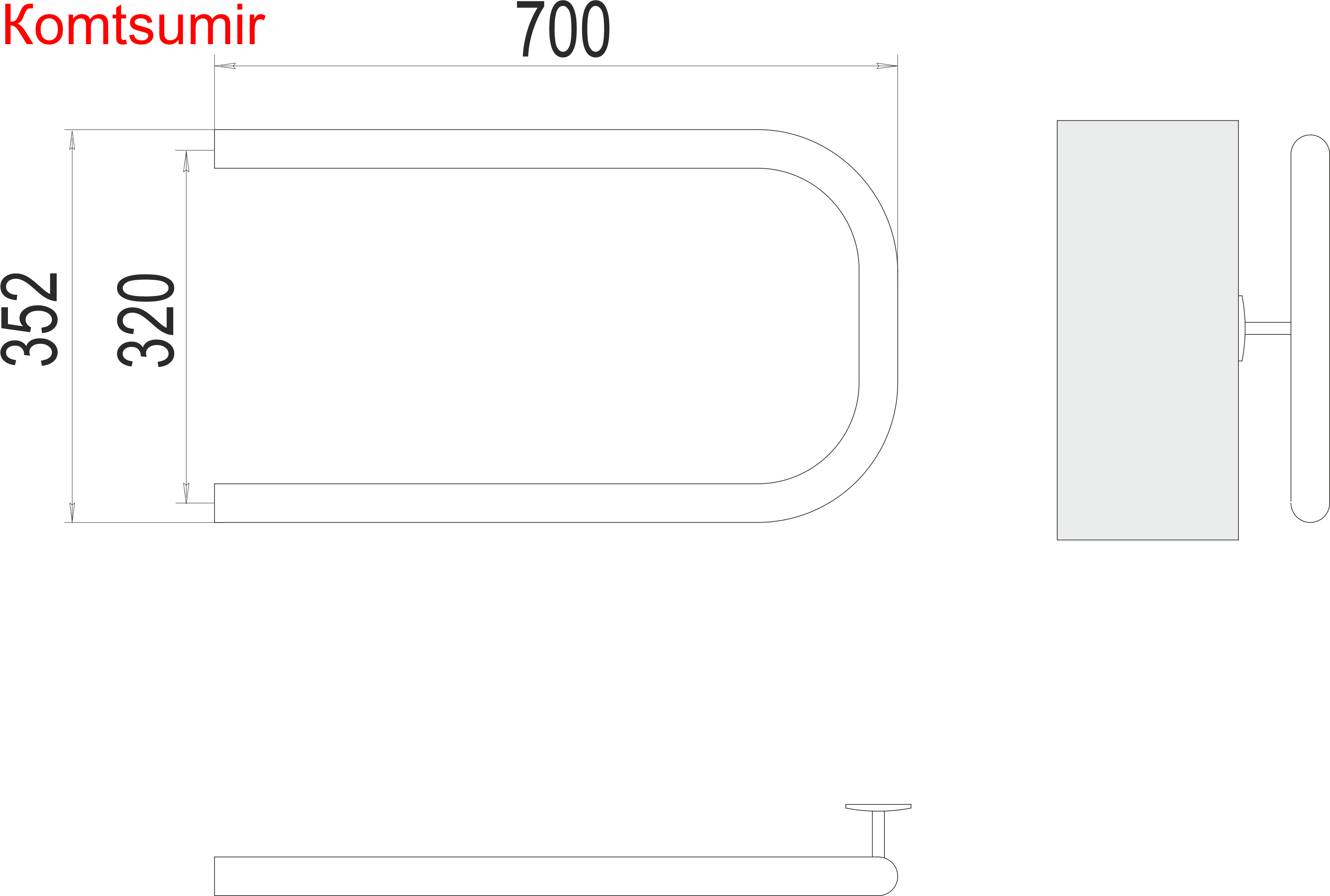 П-обр AISI 32х2 320х700 Полотенцесушитель  TERMINUS