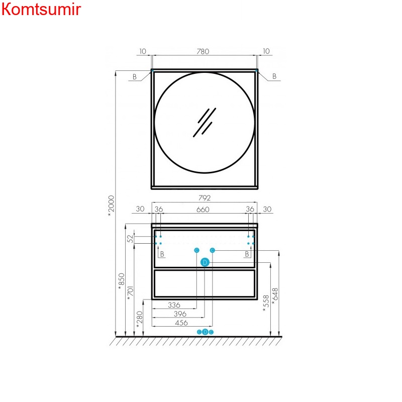 Зеркало AQUATON Лофт Фабрик 80, дуб кантри (1A242602LTDY0)