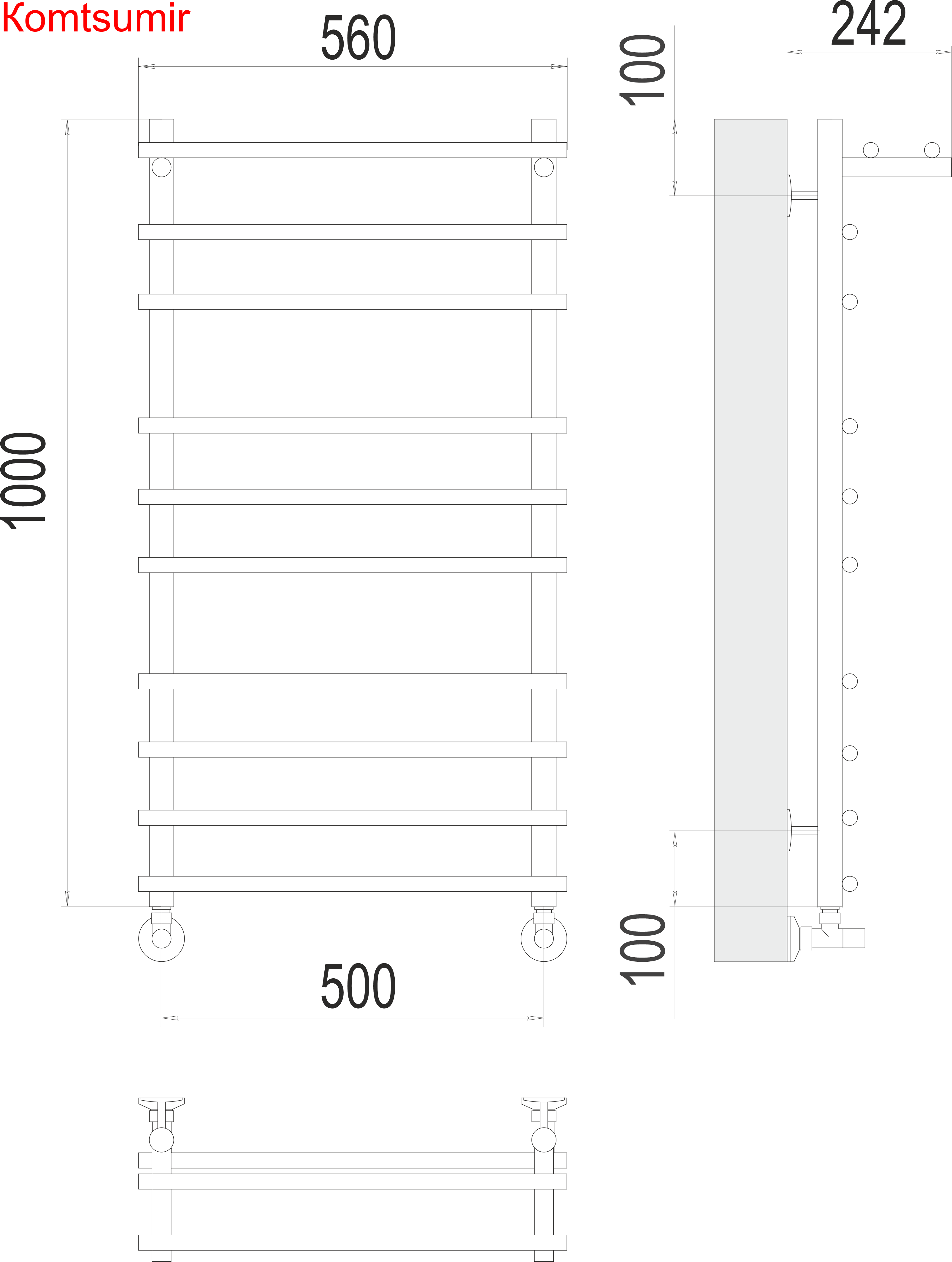 Ватра с/п П10 500х1000 Полотенцесушитель  TERMINUS