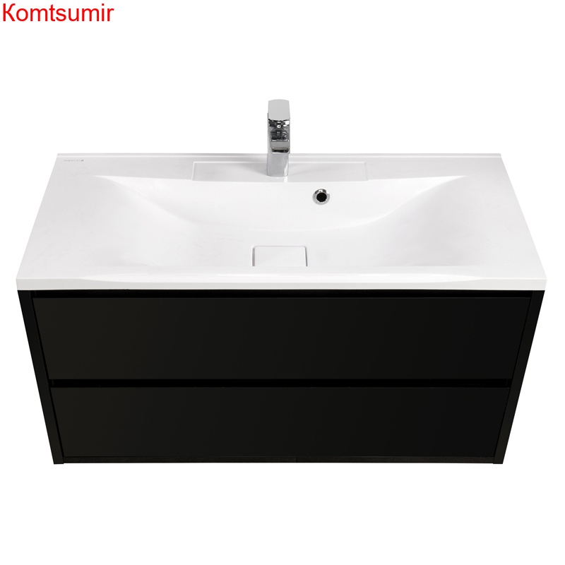 Тумба под раковину AQUATON Римини 100 подвесная, черный глянец (1A234601RN950)