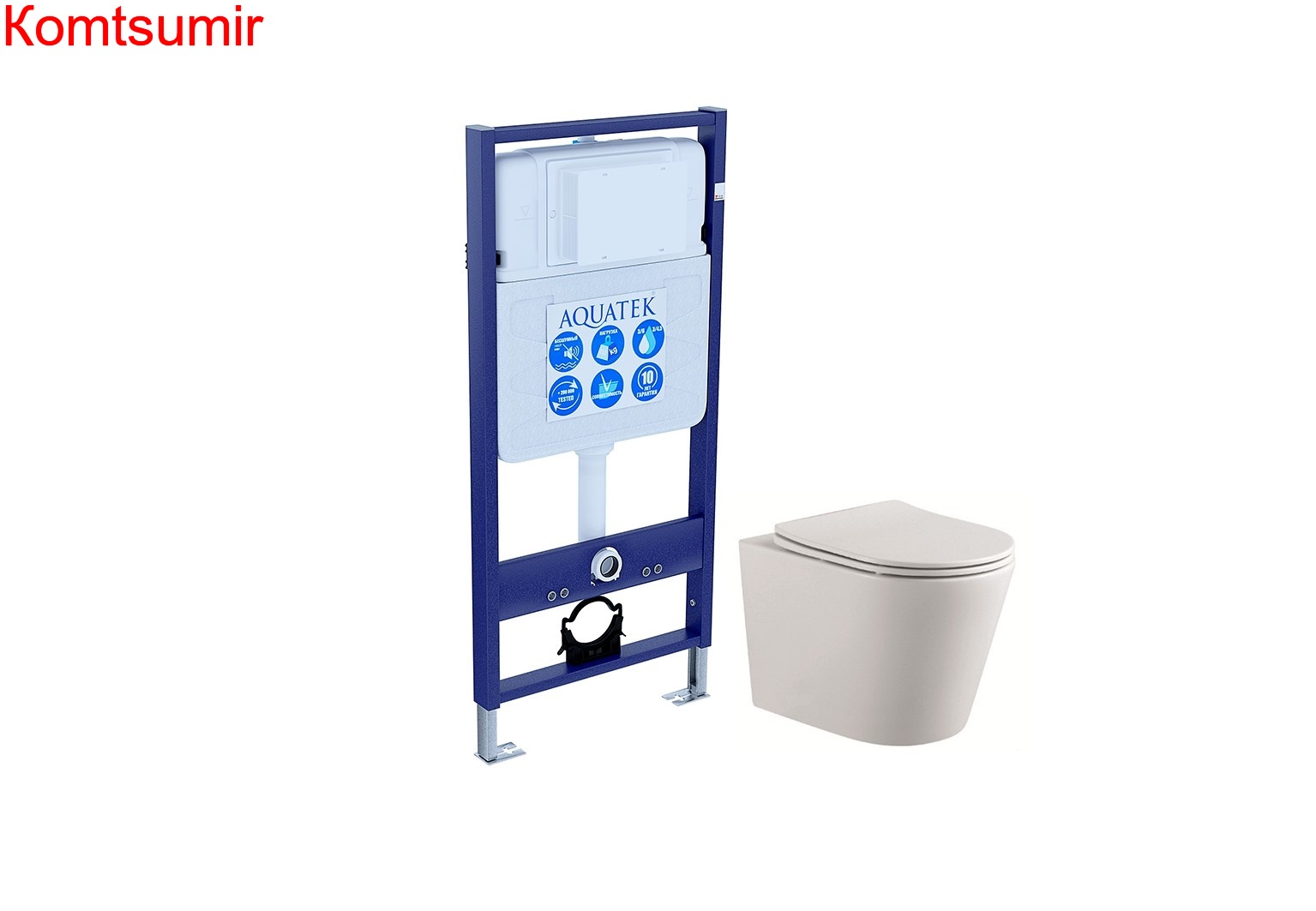 SET AQUATEK ВЕГА cmp (рама AQUATEK Standard INS-0000012(без клавиши и крепежа)+унитаз компакт ВЕГА AQ1904-00 с тонким сиденьем soft-close
