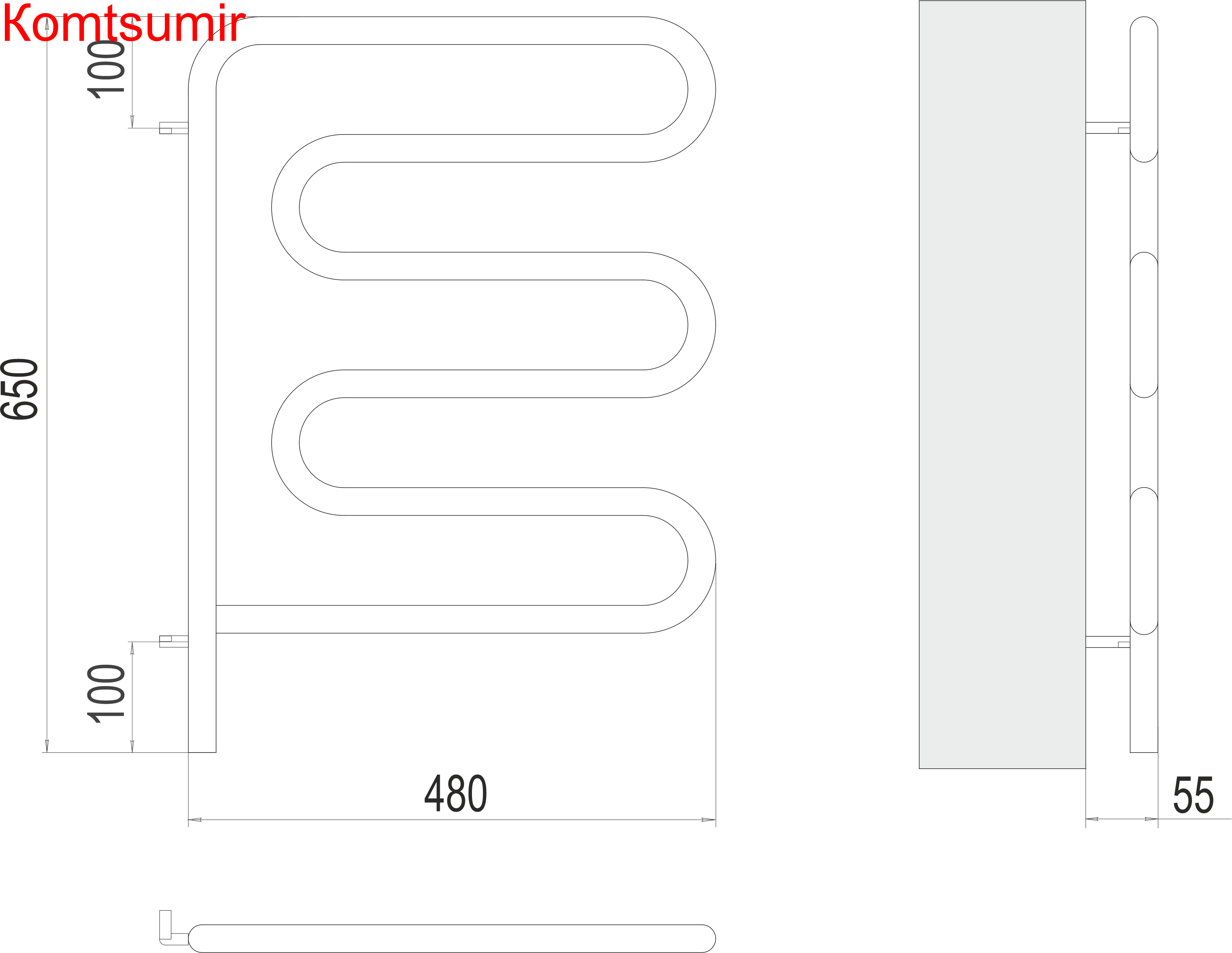 Электро 25 Ш-обр 450х570 поворотный Полотенцесушитель  TERMINUS